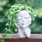 Large Light Face Planter Pot with Drainage Hole - Closed Eyes Design